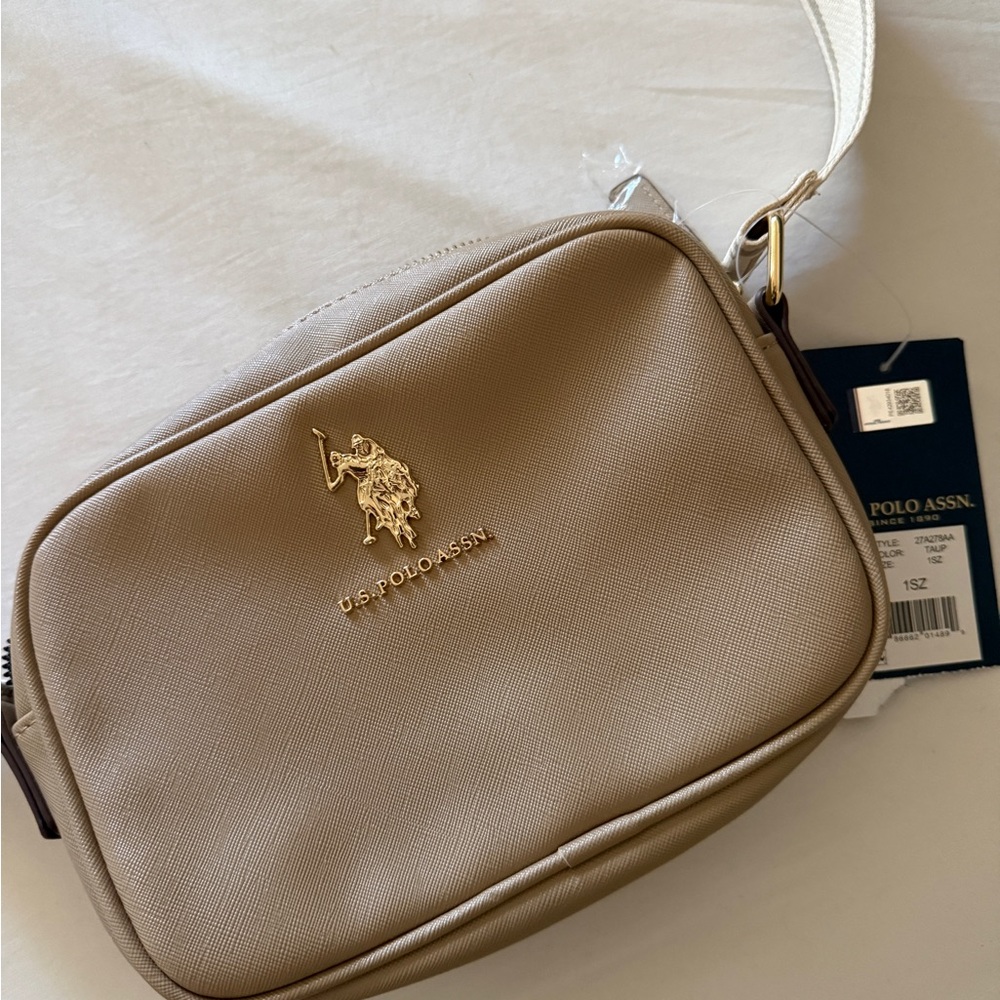 U.S. Polo Assn Taupe Crossbody Bag NWT | Camera Style Neutral Purse